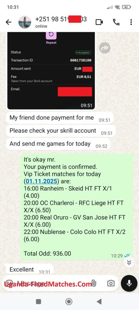 Soccer fixing Matches 1×2, football betting winning matches, sure winning tips matches, Uganda Ticket Fixed Matches