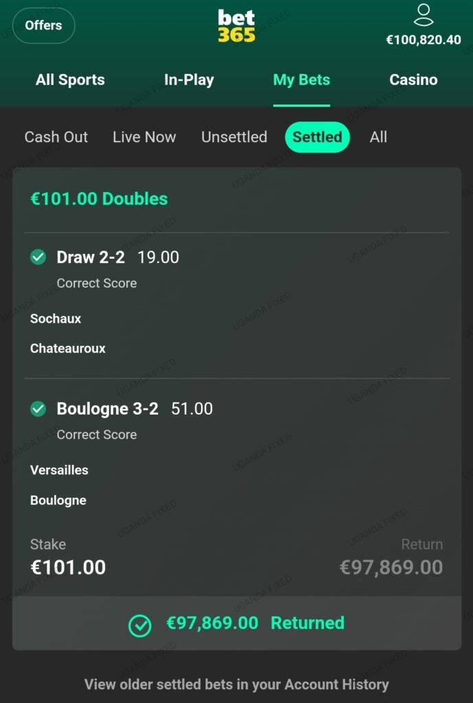 Correct Score Fixed Matches