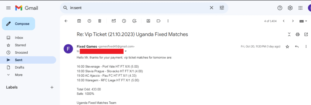 Fixed Matches to win