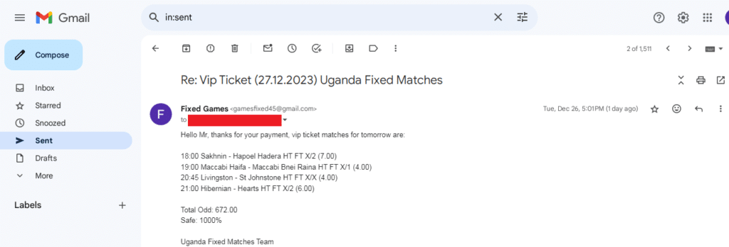 Paid odds betting Fixed Matches